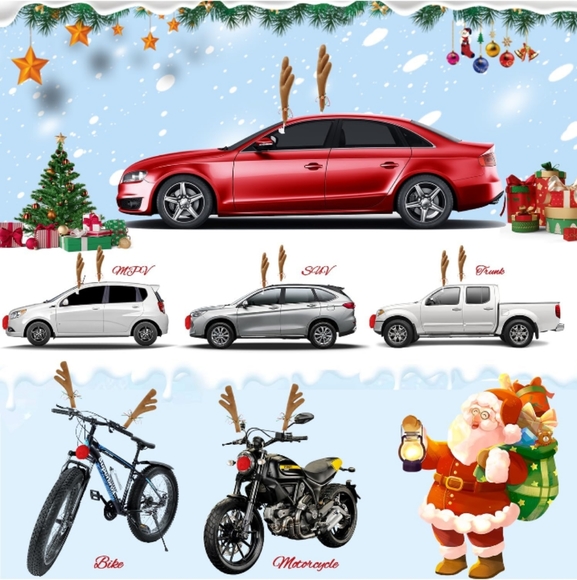 Car Christmas Reindeer Antlers Decorations Vehicle Christmas Car - Picture 4 of 6